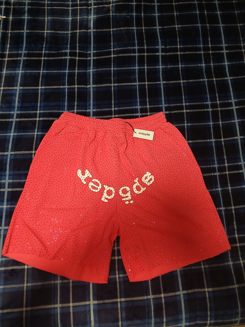 Sp5der Hot Pink Rhinestone Shorts